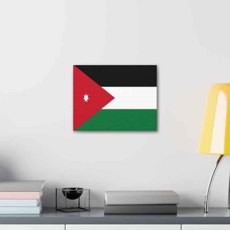 Drapeau jordanien - reproduction sur toile, H 11 po x l 14 po