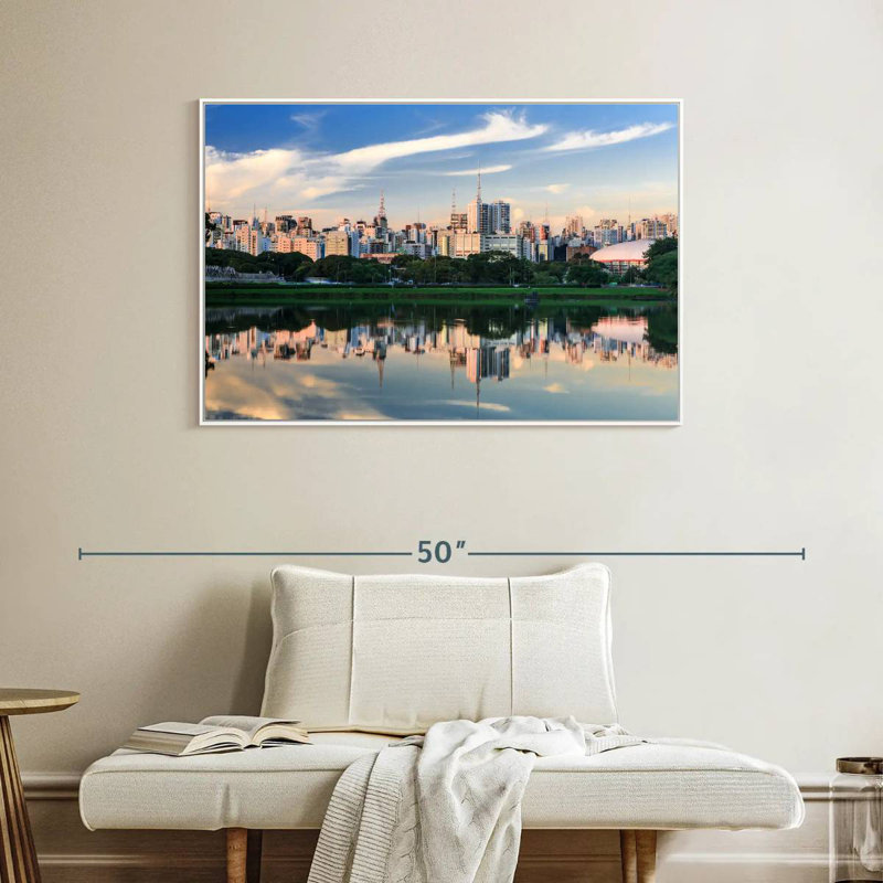 Horizon du parc d'Ibirapuera, Cadre flottant blanc, 40 po x 27 po