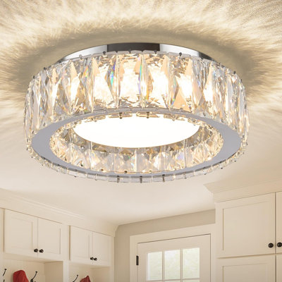 11 in. Modern Round Polished Chrome Integrated LED Flush Mount with Dimmable