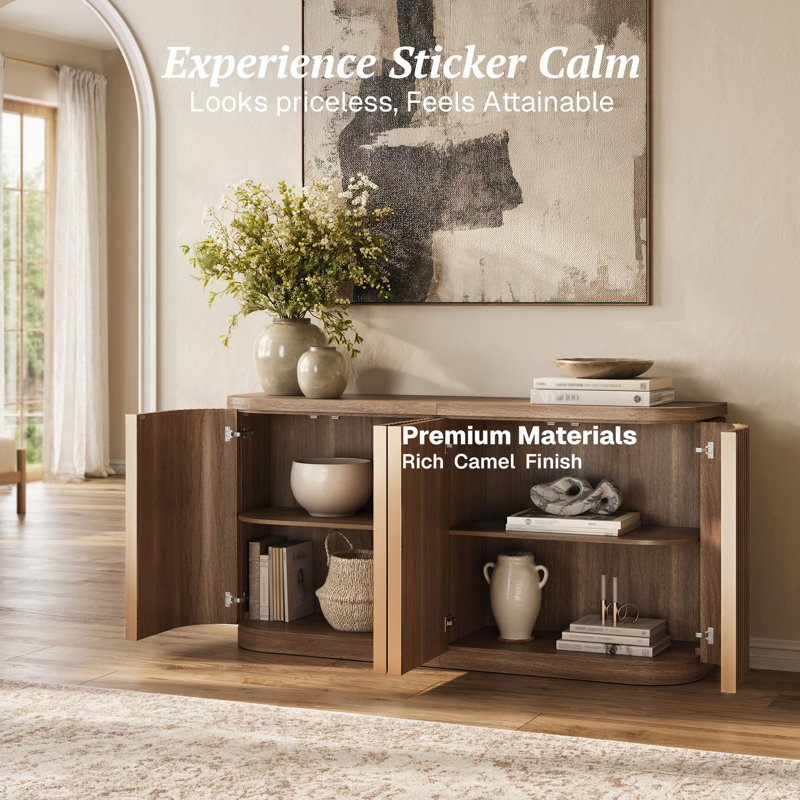 Westmont 63" Curved Sideboard Cabinet, Camel