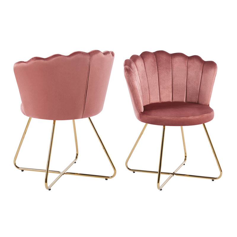 Rejendra 47cm H Upholstered Metal Upholstered Back Parsons Chair, Rose