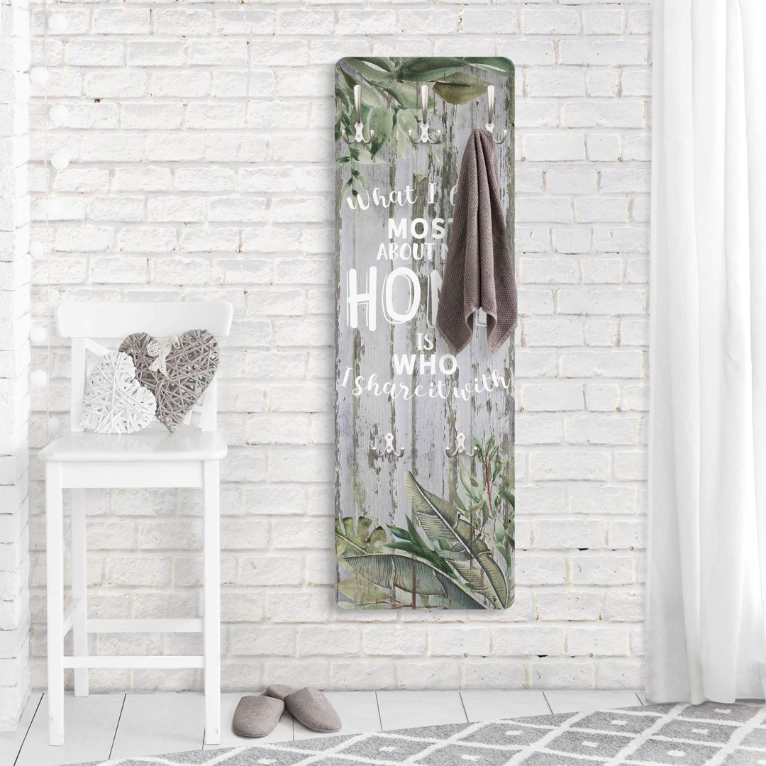 Shabby Tropical - Home Is Wall Mounted Coat Rack
