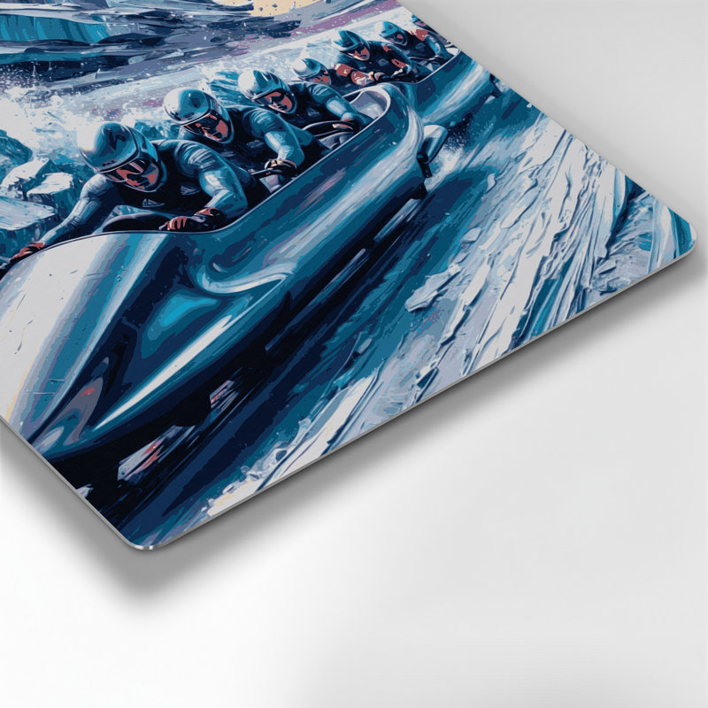 Art mural en métal bleu Sports Bobsledding, 12" H x 12" W