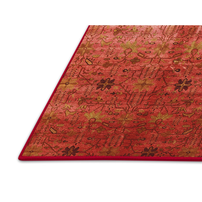 Tapis rouge à motif floral, Rectangle 7 pi x 10 pi