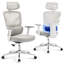 Chaise de bureau ergonomique en filet, chaise de bureau à haut dossier avec support lombaire et accoudoirs 3D, chaise d'ordinateur réglable pour les pieds de galvanoplastie de bureau à domicile, gris-130632876-130632877