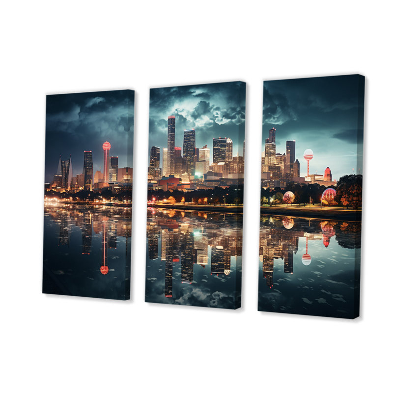 «Dallas Beautiful Cityscape Spot I», 3 pièces, H 40 po x l 60 po x P 1 po