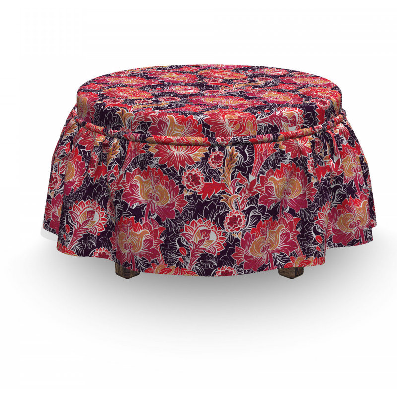 Housse pour repose-pieds oriental fleurs