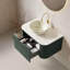 Meuble-lavabo et lavabo Hesse Dina 30 po, armoire de salle de bain en contreplaqué rayé à bords arrondis avec tiroir, vasque en céramique blanc mat et plateau en pierre frittée, pré-assemblé, couleur vert foncé-129752890