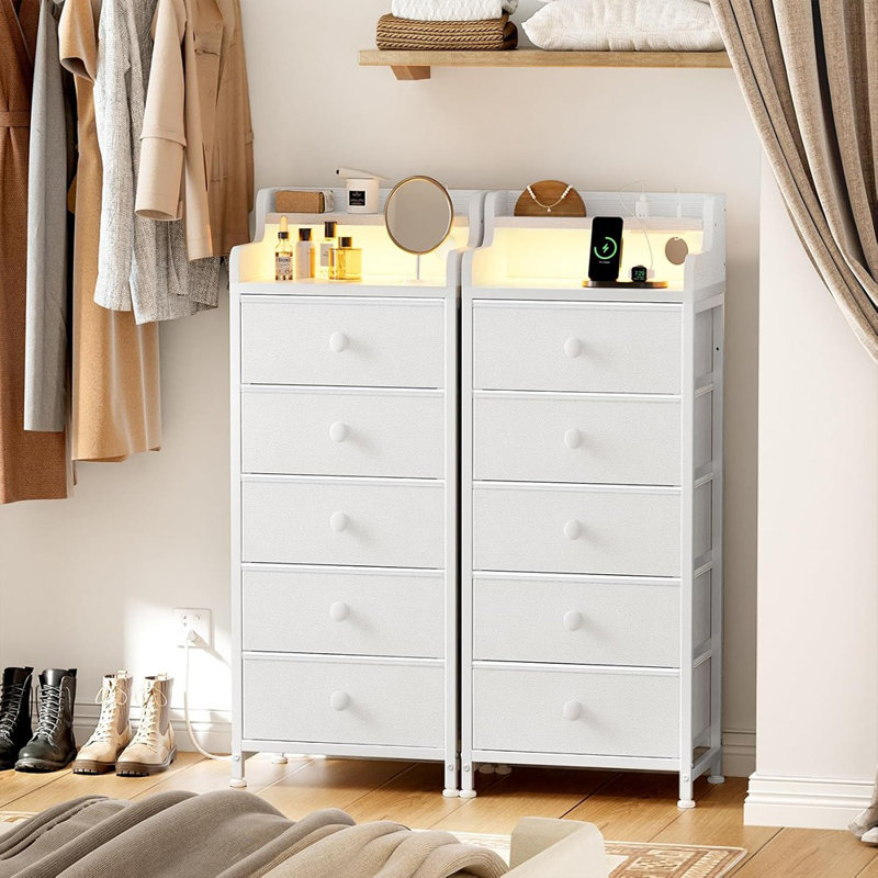 Commode 5 tiroirs REAHome pour chambre à coucher avec station de ...