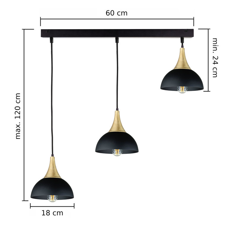 Marianne - Light Kitchen Island Pendant, 24 H x 66 W x 18 D cm, 3