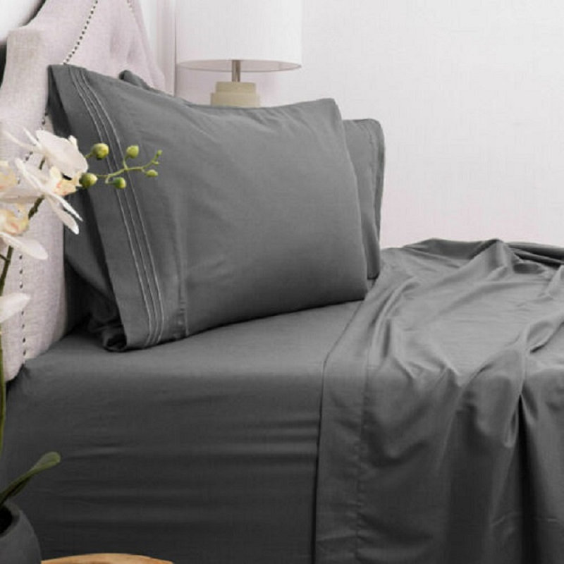 Microfiber Sheet Set, Twin Sheet Set + Fitted Sheet + 1 Pillowcase, Gray