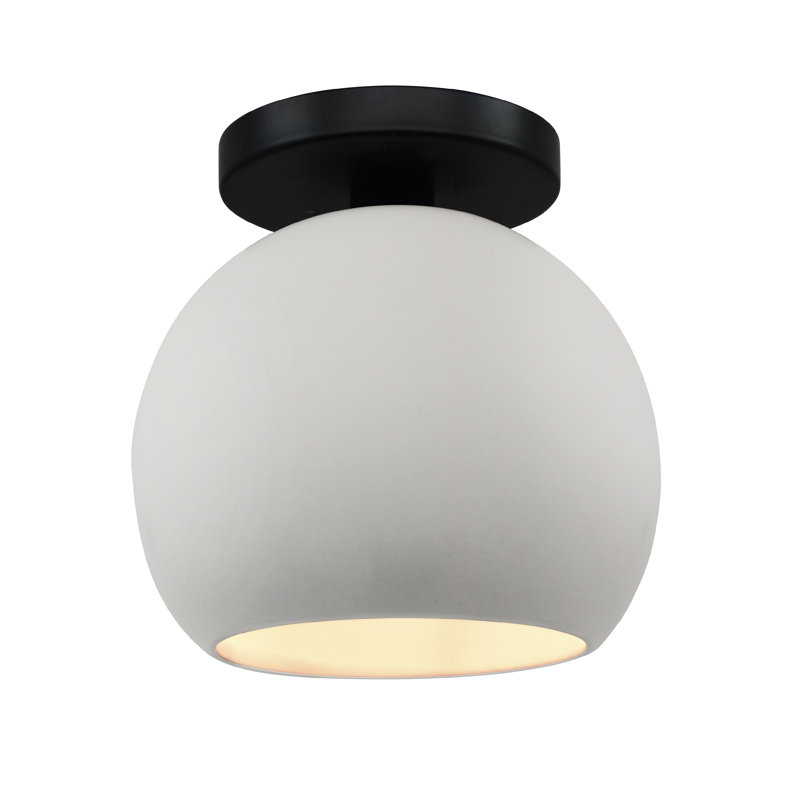 Plafonnier semi-encastré Radiance, H 9 po x l 10 po x P 10 po, Bisque / laiton poli, Noir mat