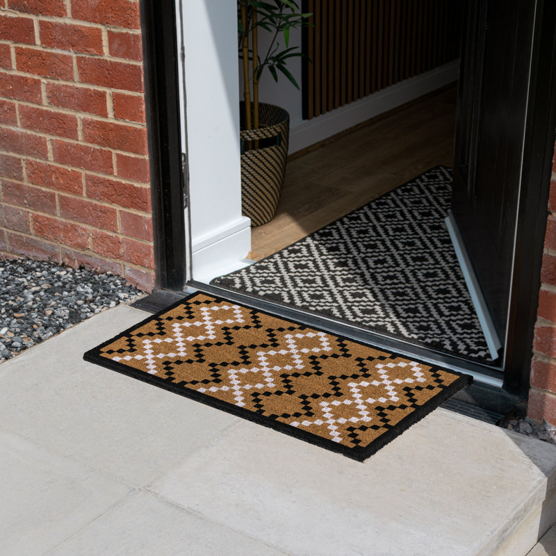 Latex Backed Eco-Friendly Coir Doormat Diamond Pixel - 45x75cm approx. - Natural