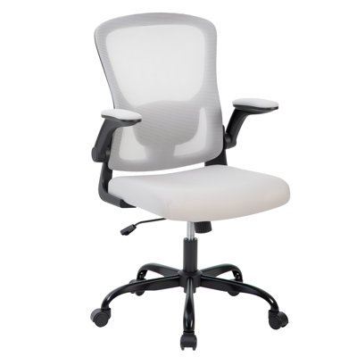 Ergonomic High-Back Office Chair with Flip-Up Arms, Adjustable Lumbar & Headrest Support, Swivel Chair for Work, Gaming, Music