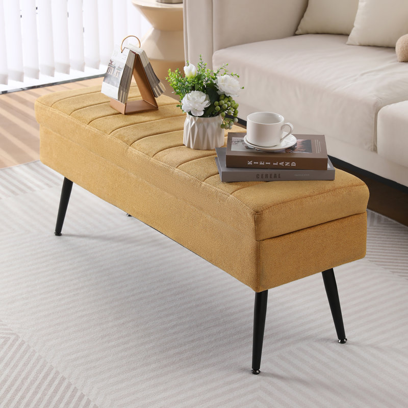 Banc de rangement rembourré Vondale, Jaune