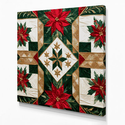 «Christmas Christmas Quilts», art mural sur toile brune