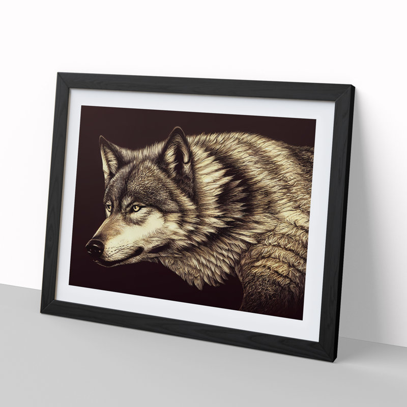 Beguiling Wolf - Single Picture Frame Print, Black Framed, 46cm H x 64cm W x 2cm D