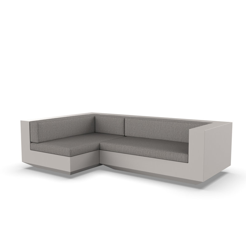 Vela 102.25" Wide Outdoor Reversible Patio Sectional with Cushions, White, White, Left Hand Facing