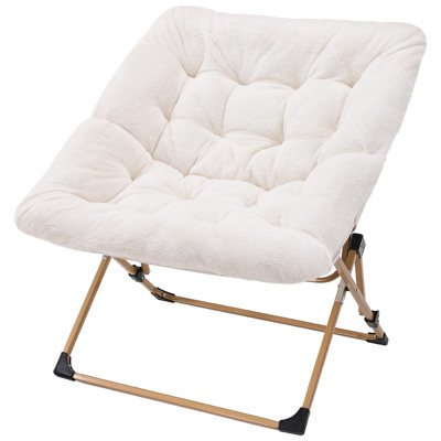 Comfy Saucer Chair For Adults, Soft Faux Fur Folding Lounge Chair