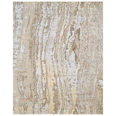 Hand Knotted Area Rug in Beige/Gold