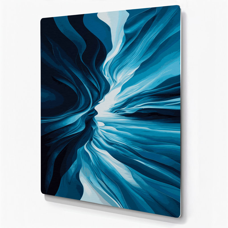 Paysage abstrait 29, art mural en métal bleu, H 24 po x l 36 po