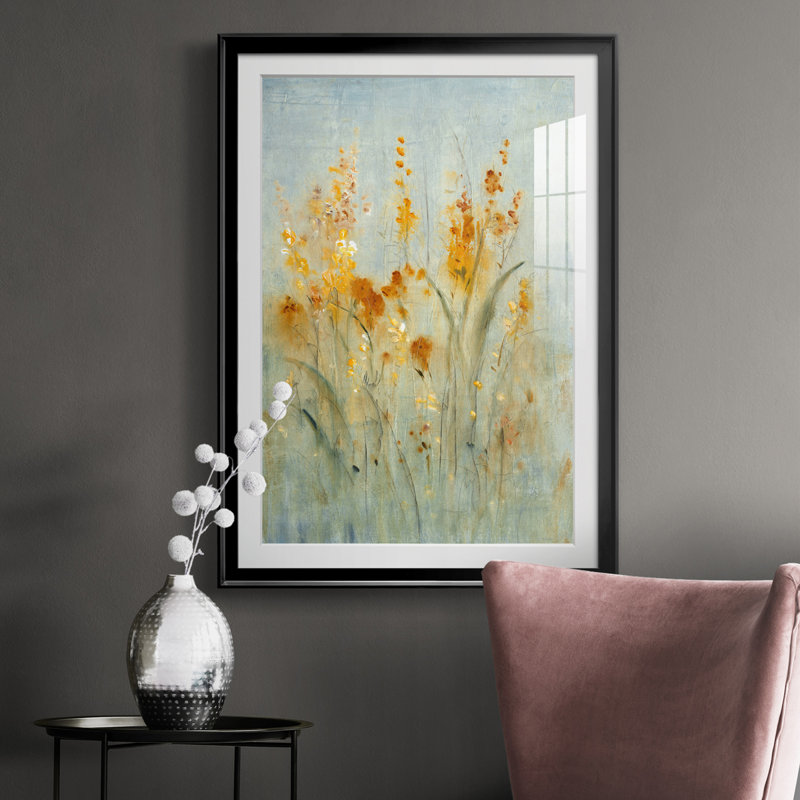 Jet de fleurs sauvages II, reproduction encadrée de qualité supérieure - prête à être accrochée, Noir