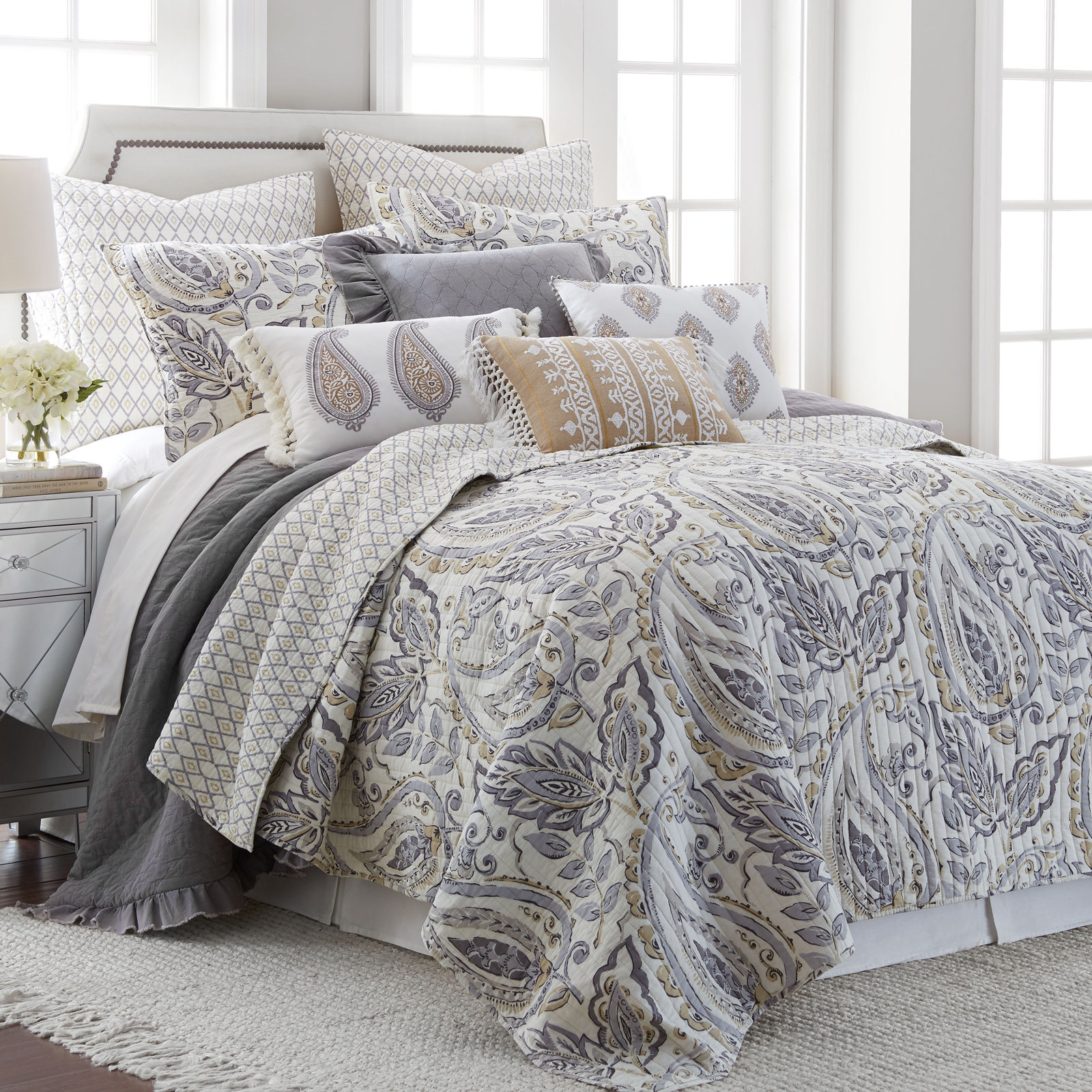 Kilbourne Cotton Quilt Set, Full / Double Quilt + 2 Standard Shams