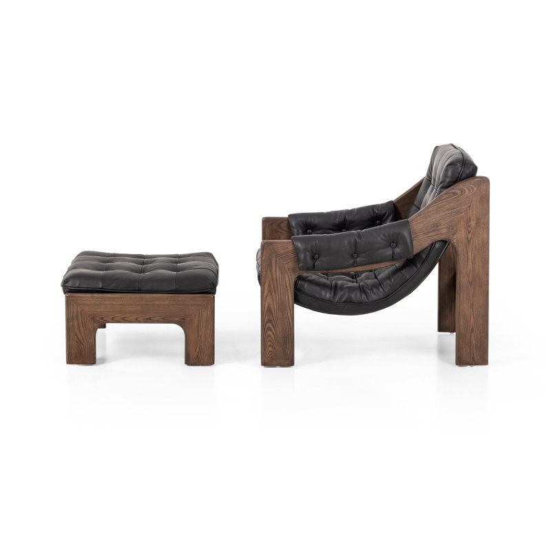 Halston Chair with Ottoman, Heirloom Black