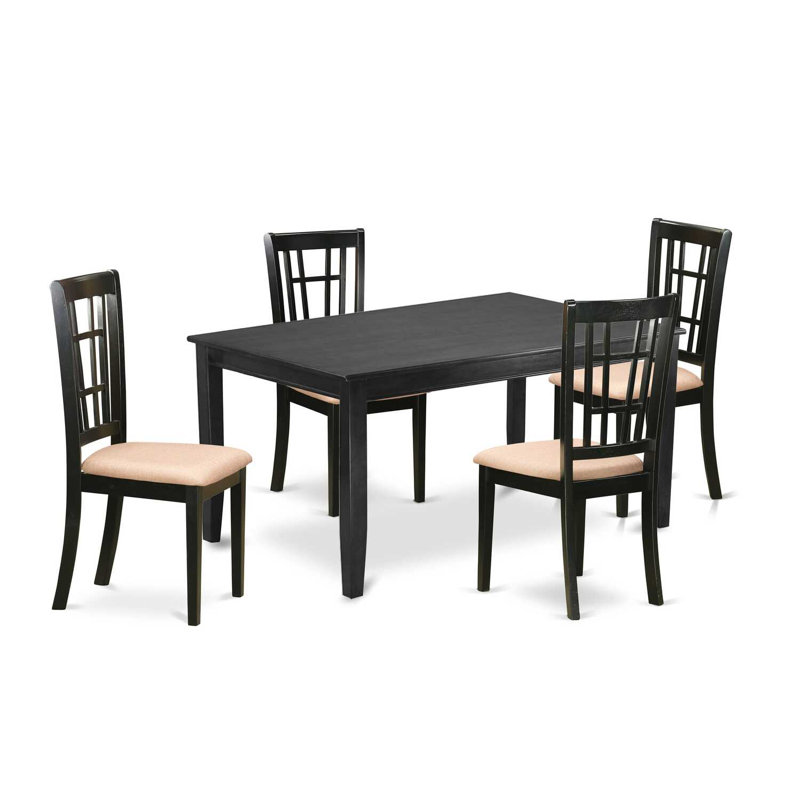 5 pièces de table de cuisine et chaises de salle à manger comprenant une table rectangulaire et 4 chaises de salle à manger en tissu de lin, noir