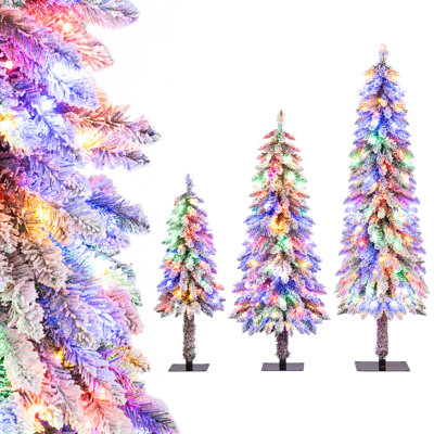  Ensemble de 3 arbres de Noël artificiels 3 pi 4 pi 5 pi avec branches enneigées