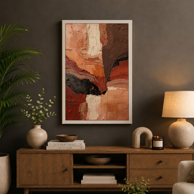 Earth Layers Abstract - Wrapped Canvas, Cream Border, 30x20 - 76.2 x 50.8 cm