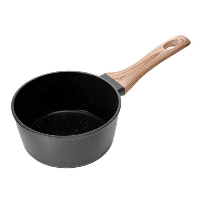 1.5 QT Saucepan, Nonstick Saucepan with Tempered Glass Lid, Multipurpose Cooking Sauce Pot with Detachable Handle, Sauce Pan Small Kitchen Cooking Pot with Coating, Induction Compatible, Black