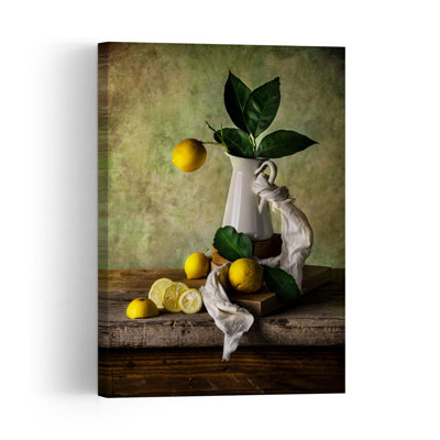Rustic Lemon Still Life Classic Rustic Vibrant Fruit Landscape Wall Art Print 1 Piece Wrapped Canvas Wall Art