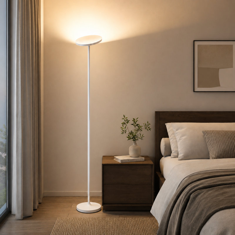 Lampe torchère sur pied 70,16 po avec télécommande, Blanc