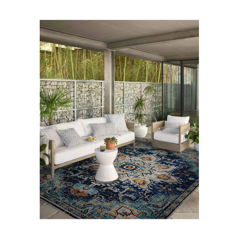 Tapis décoratif lavable bleu, Rectangle 3 pi 3 po x 4 pi 11 po