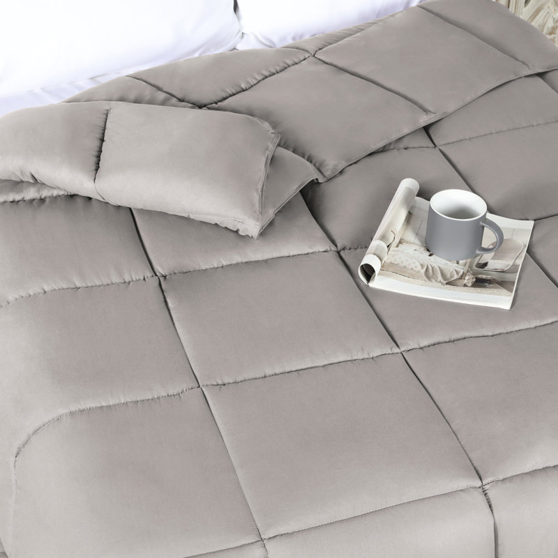 Édredon en duvet synthétique toutes saisons Grand Down - moelleux et hypoallergénique, Édredon simple, Argent argent