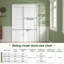 Portes d'armoire coulissantes doubles à 3 panneaux en bois manufacturé blanc de 122 cm x 203 cm avec ensemble de quincaillerie d'installation-122253076