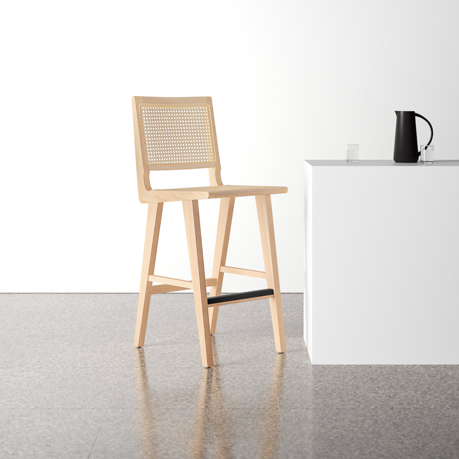 Atticus Bar Stool, Natural, Bar Stool (29.5" Seat Height)