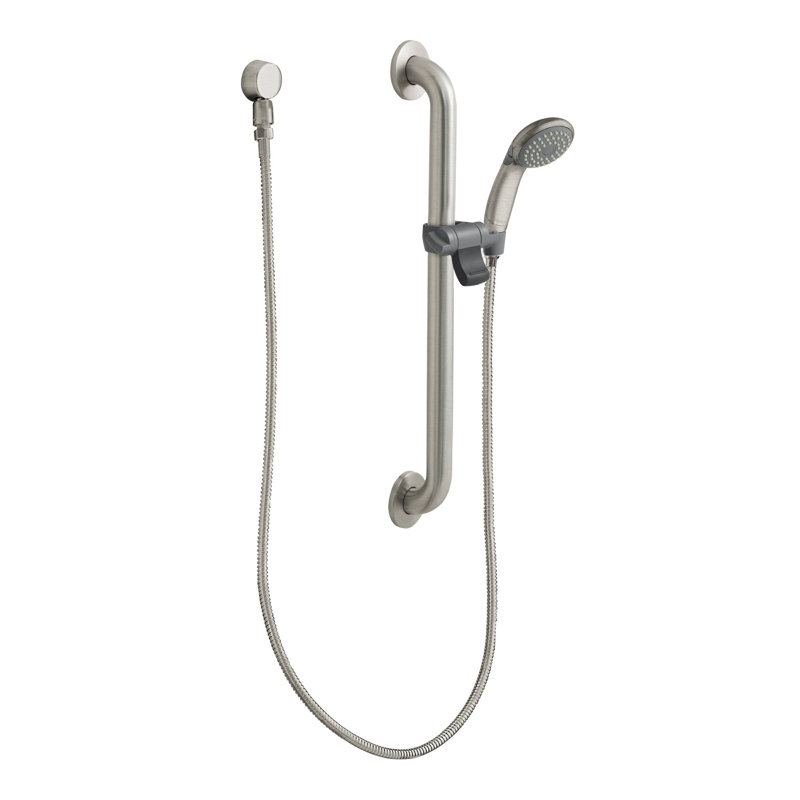 Commercial Grab Full Slide Bar Shower Head, Classic Brushed Nickel