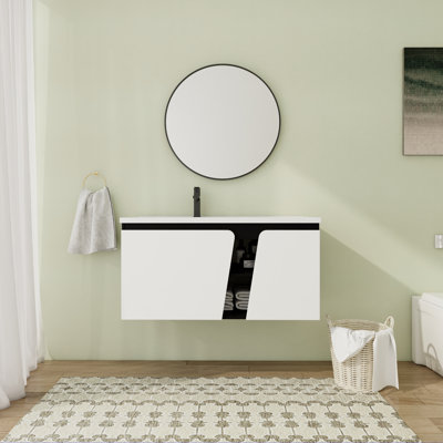 Meuble-lavabo mural simple 40 po avec comptoir en céramique