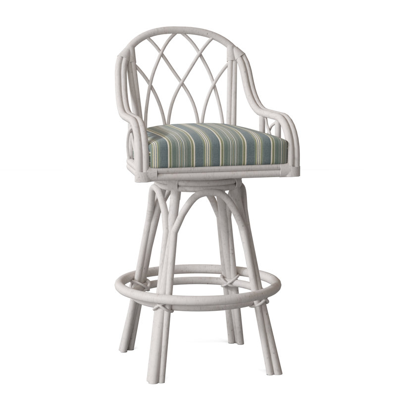 Tabouret de comptoir pivotant 24 po Edgewater, Rayures vert et bleu; 0252-54, Bisque