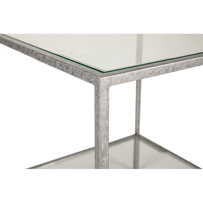 Kayce Glass End Table with Storage, Royal Silver