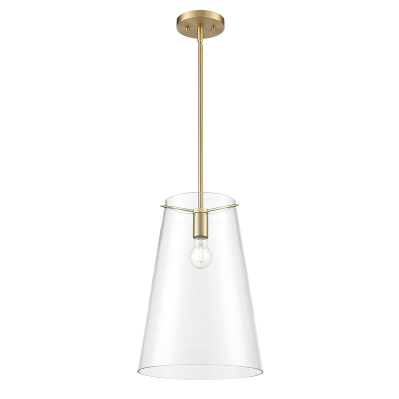 Luminaire suspendu large 1 lumière Maccan - Laiton rétro, H 17 po x l 11,75 po x P 11,75 po