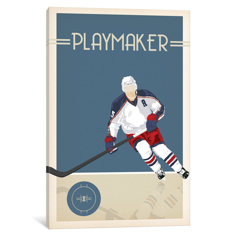 « playmaker », impression sur toile, H 60 po x l 40po x P 1,5 po, Toile avec cadre noir, Pas de tapis