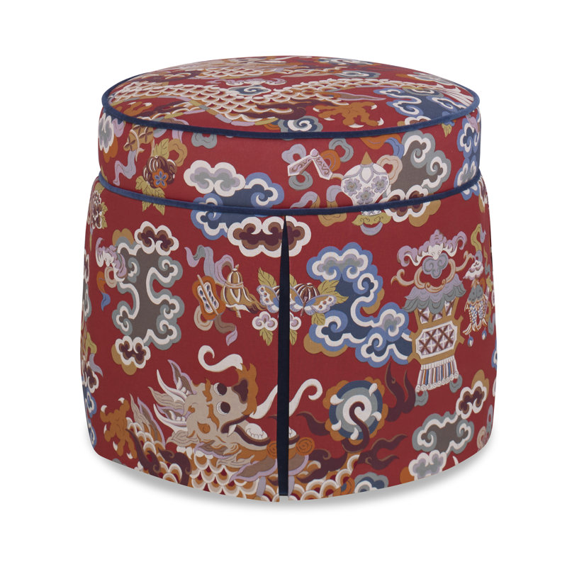 Bella Upholstered Ottoman, Kinsley Sky Viscose