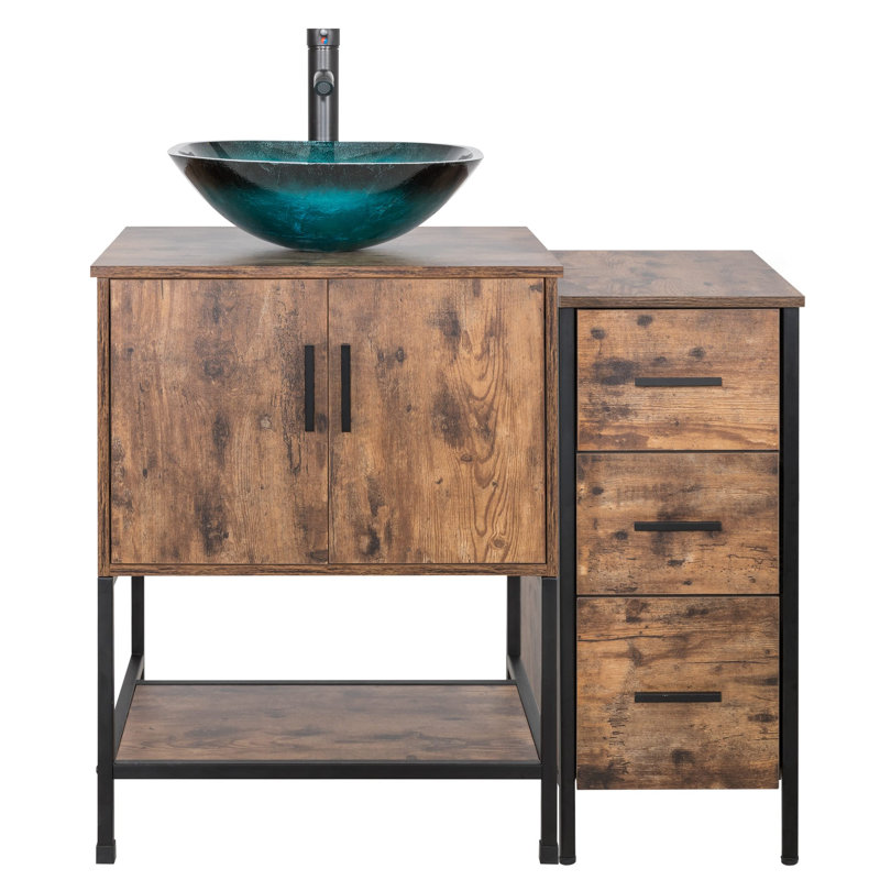Ensemble de meuble-lavabo simple 36 po Conrado, Brun, Brun