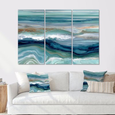 «Green River», abstrait, liquide, rivière, ensemble de reproductions d'art mural côtier