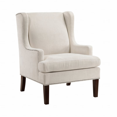 1Pc Accent Chair Foam Cushion Seat Beige Fabric Upholstery Nailhead Trim Living Room Furniture