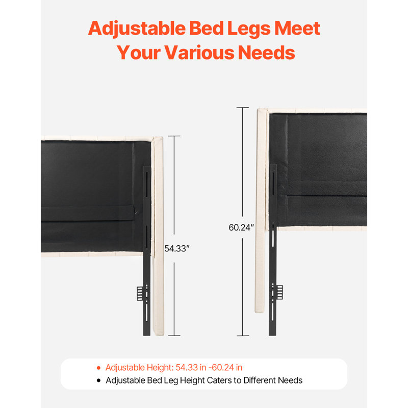 Headboard, King Size Headboard with Adjustable Height, Comfortable Diamond Tufted for King Size Bed, W84.1 x H (54.33-60.24) x D 8.27 in, Ideal for Bedroom, Hotel, Homestay, Dormitory, Cream