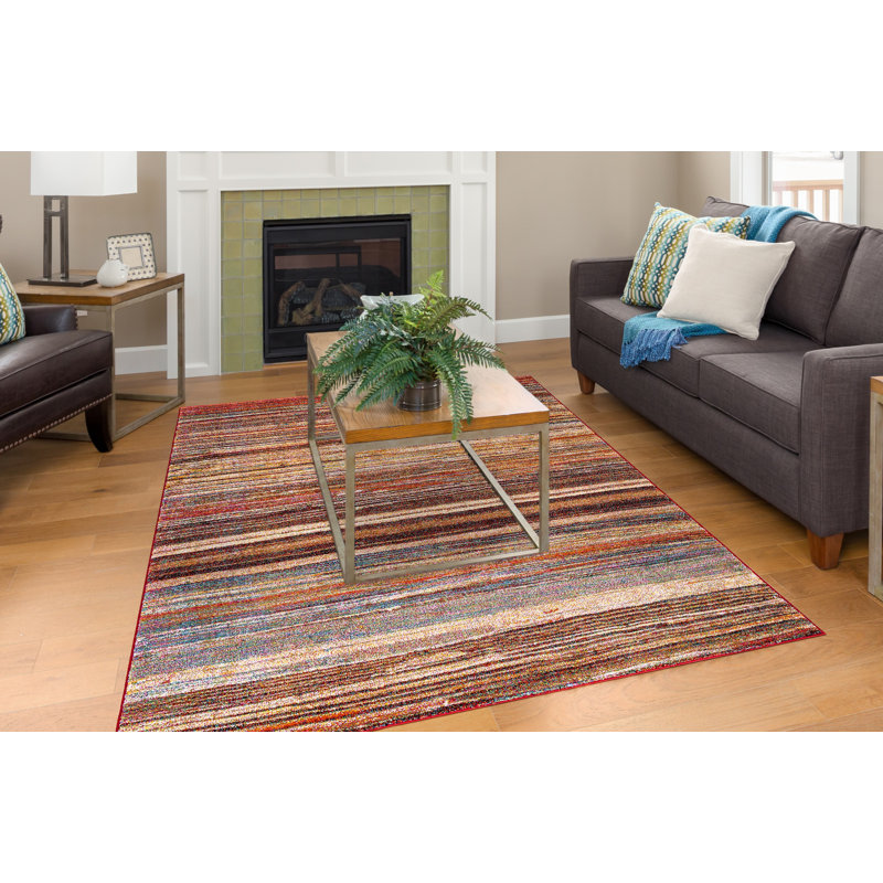 Tapis rayé multicolore, Rectangle 6 pi 7 po x 9 pi 3 po